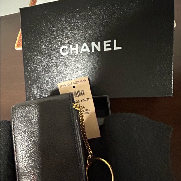 Authentic Rare Chanel Black Caviar Leather CC Case Pouch Card Holder Key Chain - Picture 12 of 14